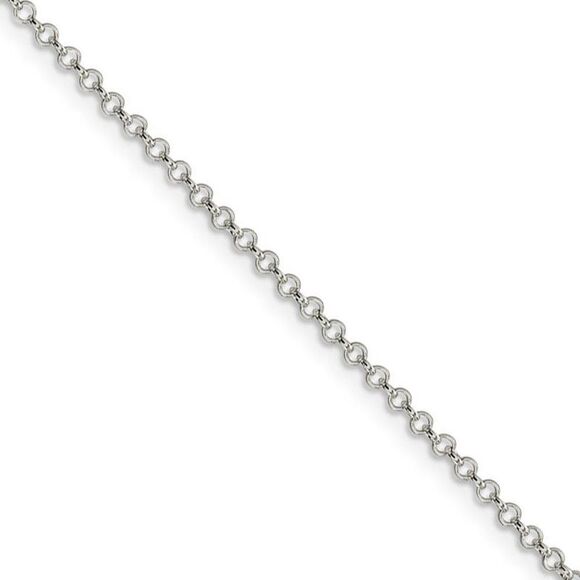 2mm Sterling Silver Solid Rolo Chain Necklace 30 Inch